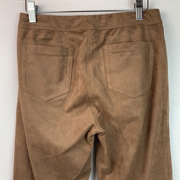 Max Studio faux suede stretch warm microfiber pull on skinny leggings, tan pants - Picture 5 of 9